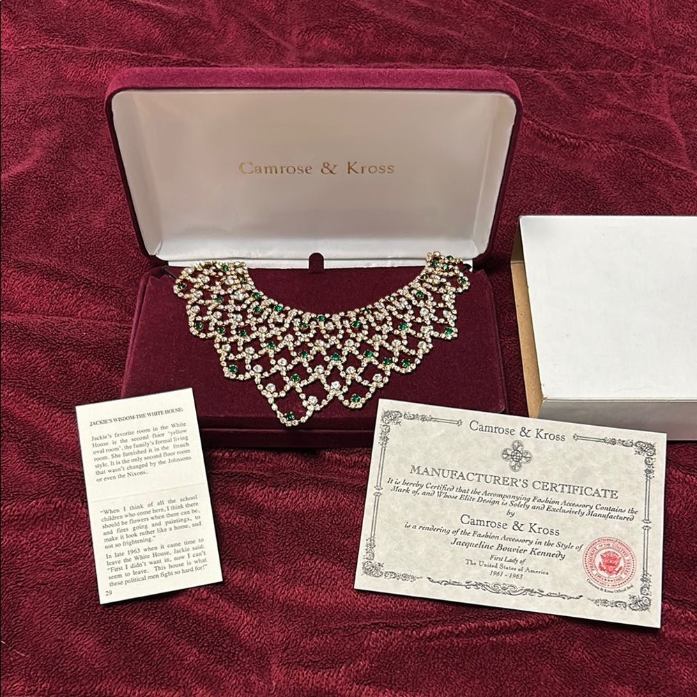 Vintage Camrose & Kross Jackie Kennedy Crystal Bib Necklace